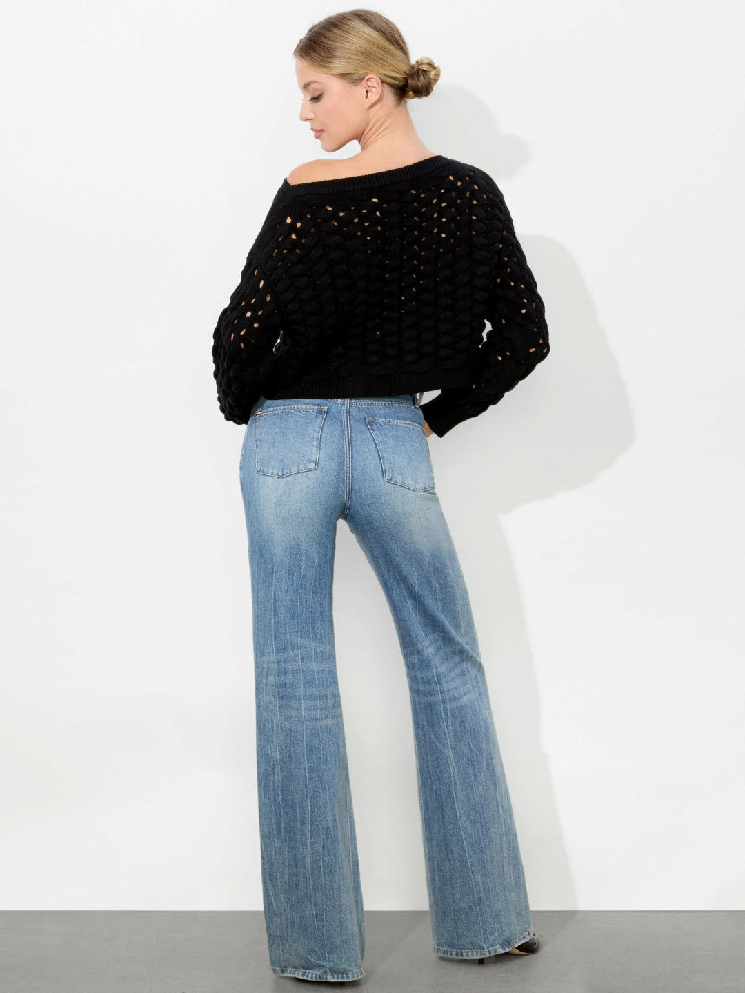 Allene Cable Crewneck In Black - Alice + Olivia Women