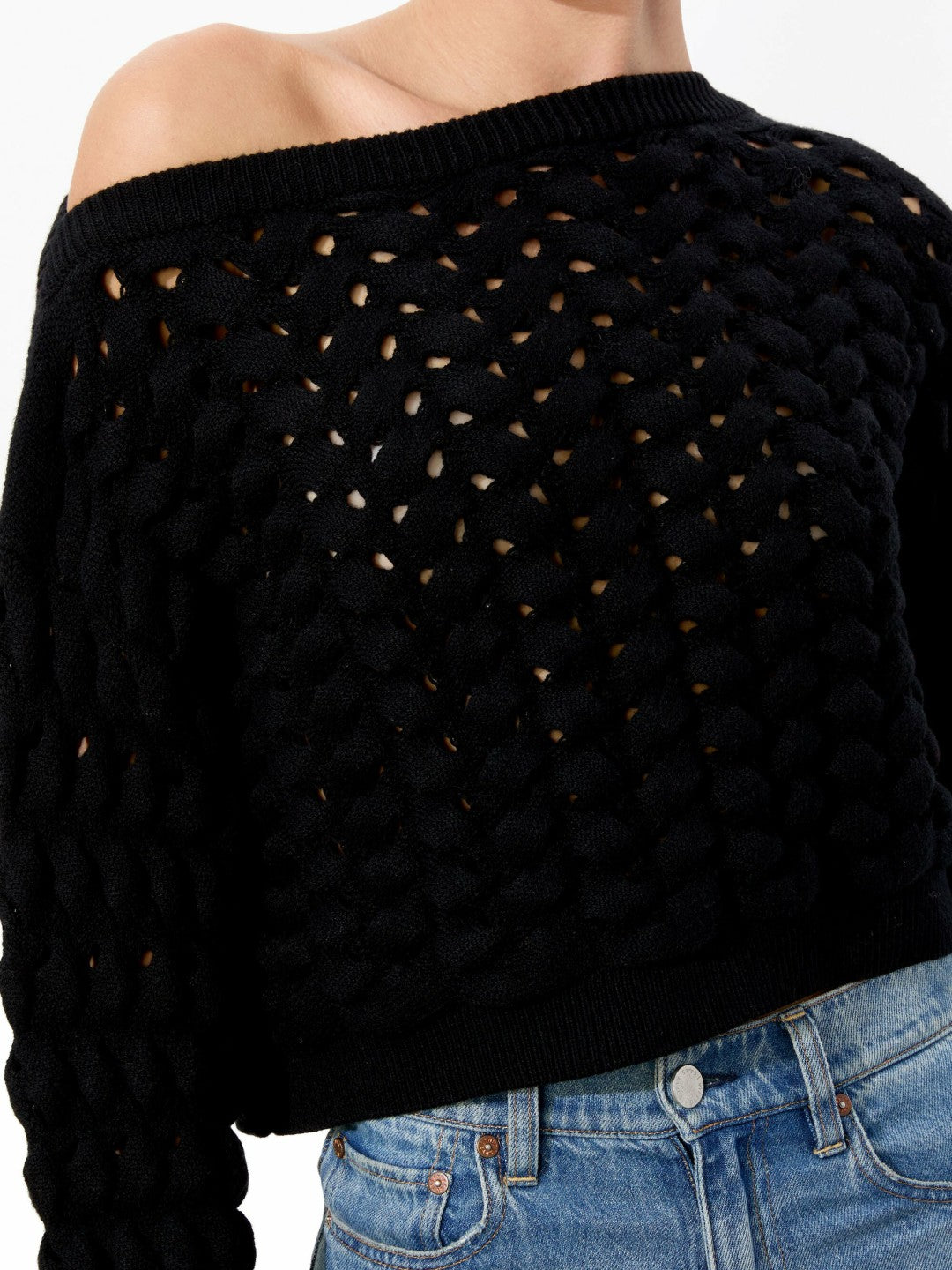 Allene Cable Crewneck In Black - Alice + Olivia Women