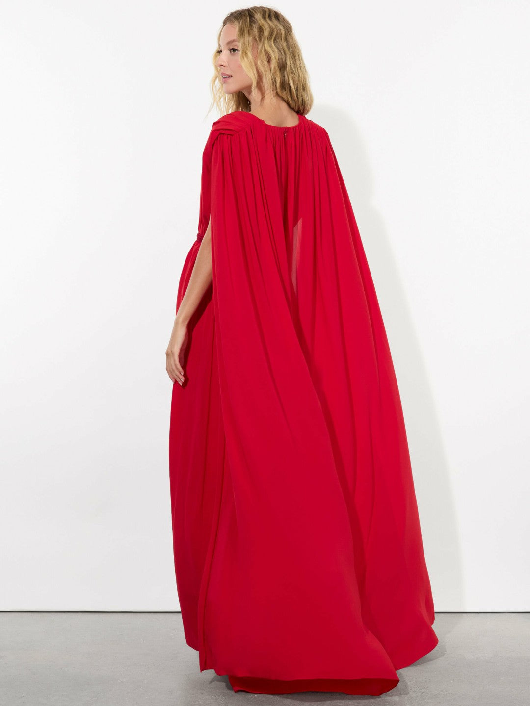 Zenaida Maxi Cape Dress In Bright Ruby - Alice + Olivia Women