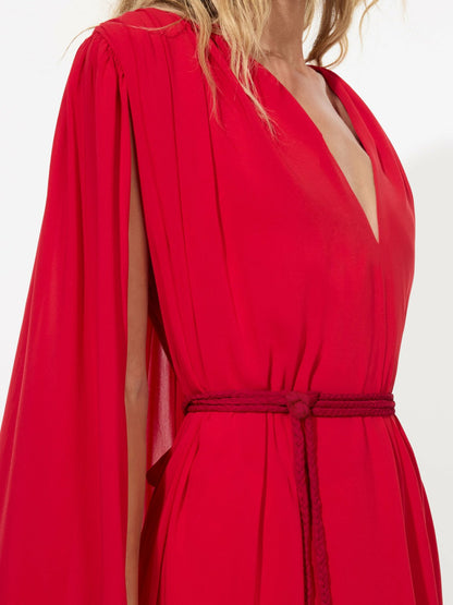 Zenaida Maxi Cape Dress In Bright Ruby - Alice + Olivia Women