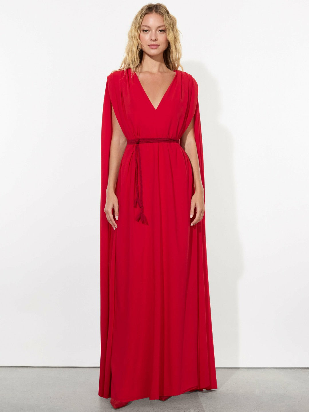Zenaida Maxi Cape Dress In Bright Ruby - Alice + Olivia Women