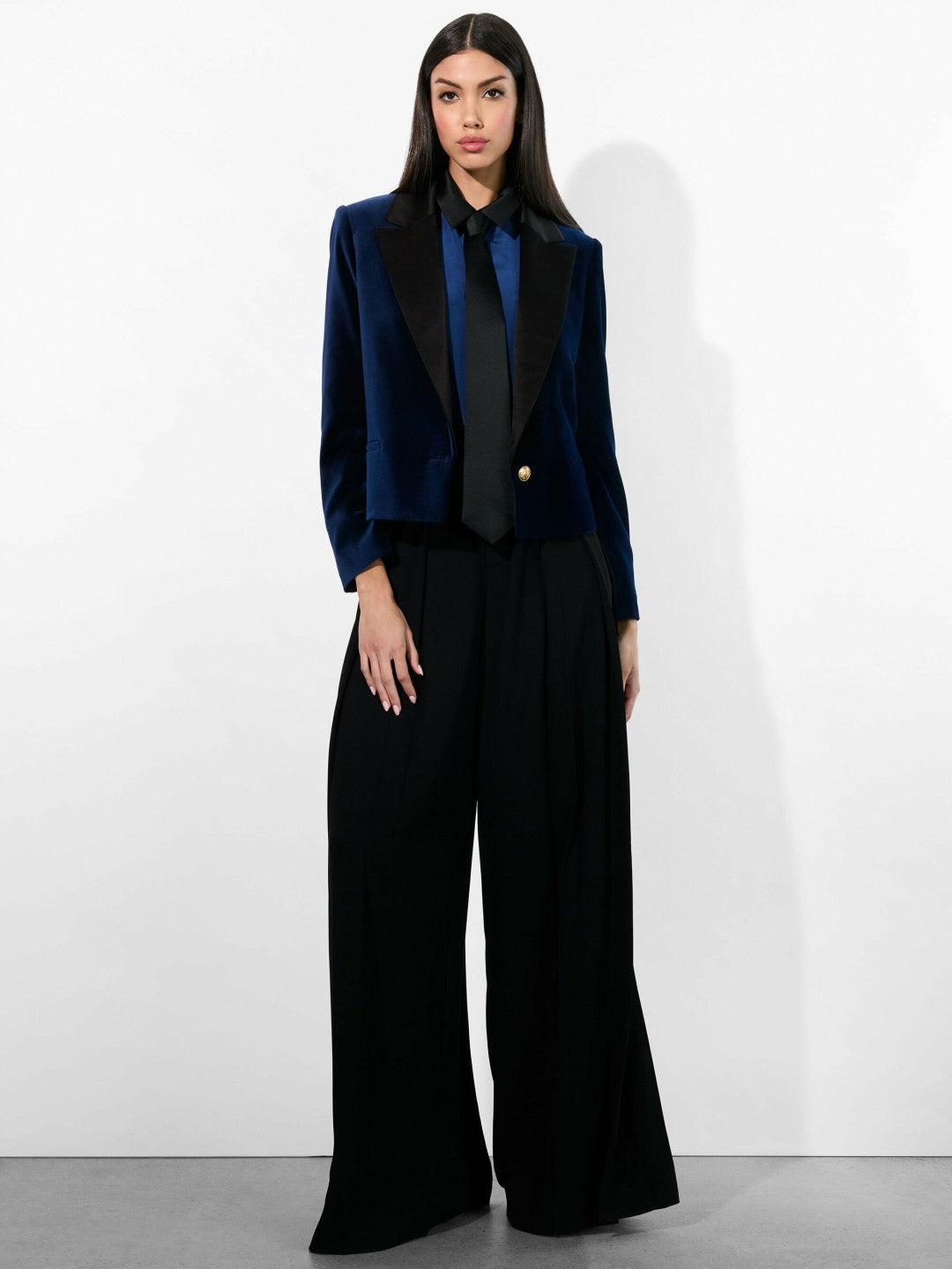 Devyn Velvet Blazer In Midnight Blue - Alice + Olivia Women