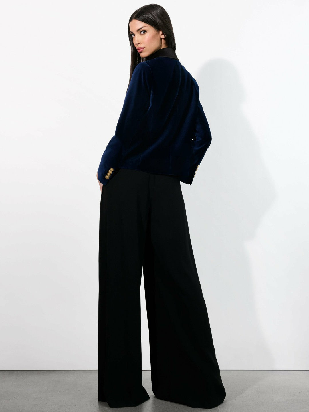 Devyn Velvet Blazer In Midnight Blue - Alice + Olivia Women