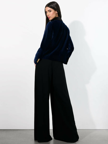 Devyn Velvet Blazer In Midnight Blue - Alice + Olivia Women