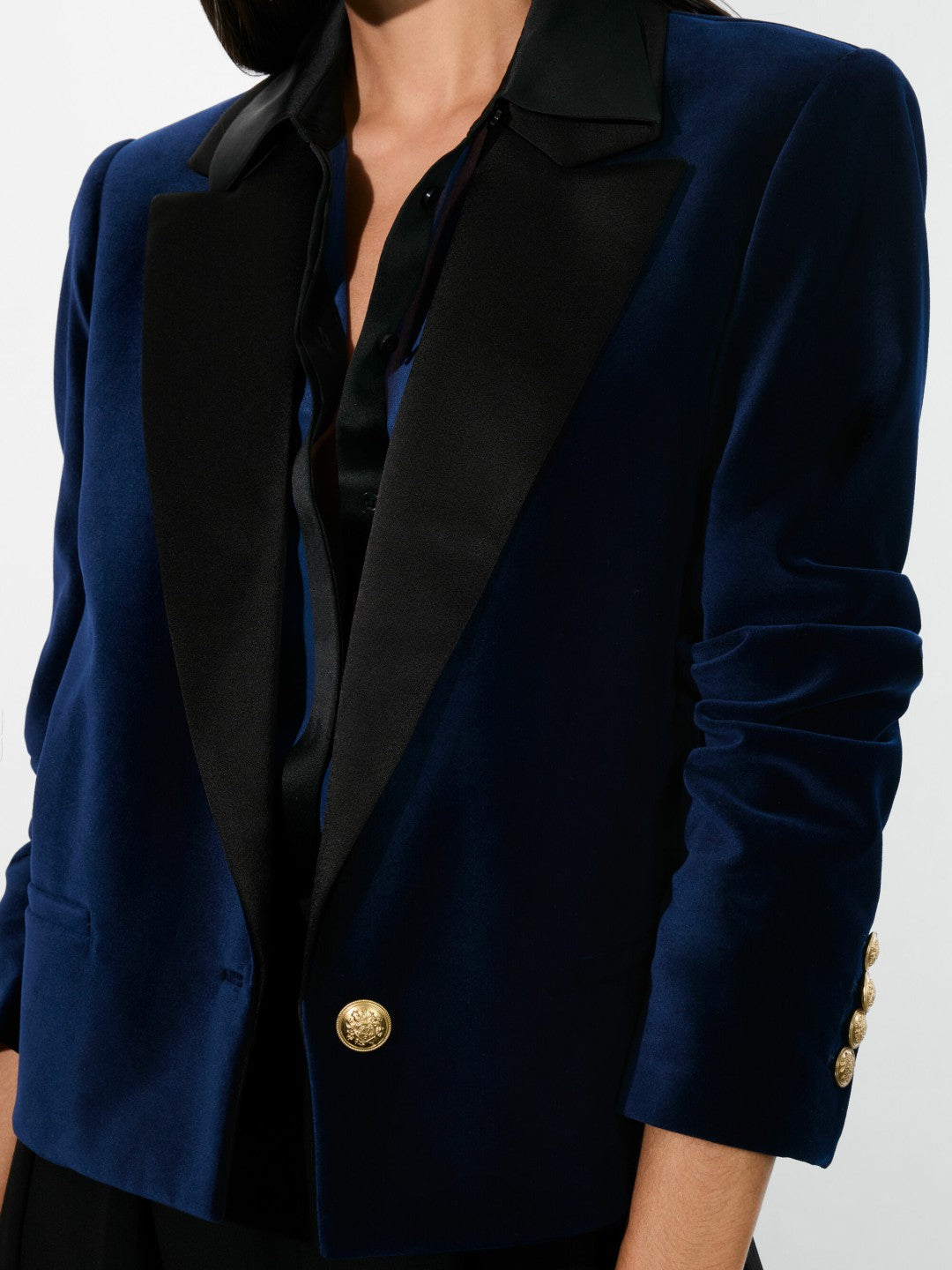 Devyn Velvet Blazer In Midnight Blue - Alice + Olivia Women