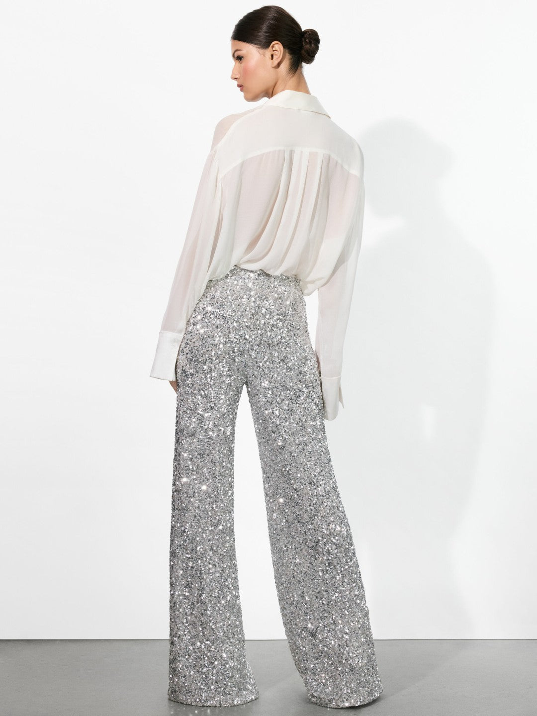Mame Sequin Pant In Silver - Alice + Olivia Women