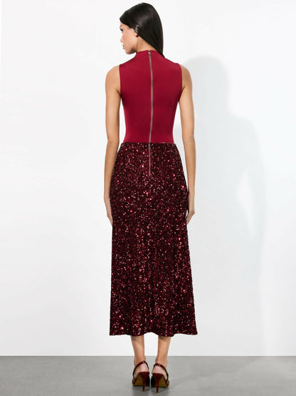 Maeve Sequin Slip Skirt In Garnet - Alice + Olivia Women