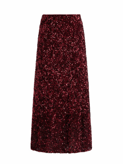 Maeve Sequin Slip Skirt In Garnet - Alice + Olivia Women