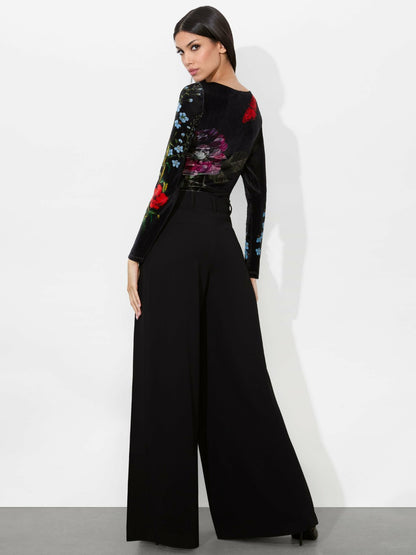 Delaina Velvet Top In In The Wind Floral - Alice + Olivia Women