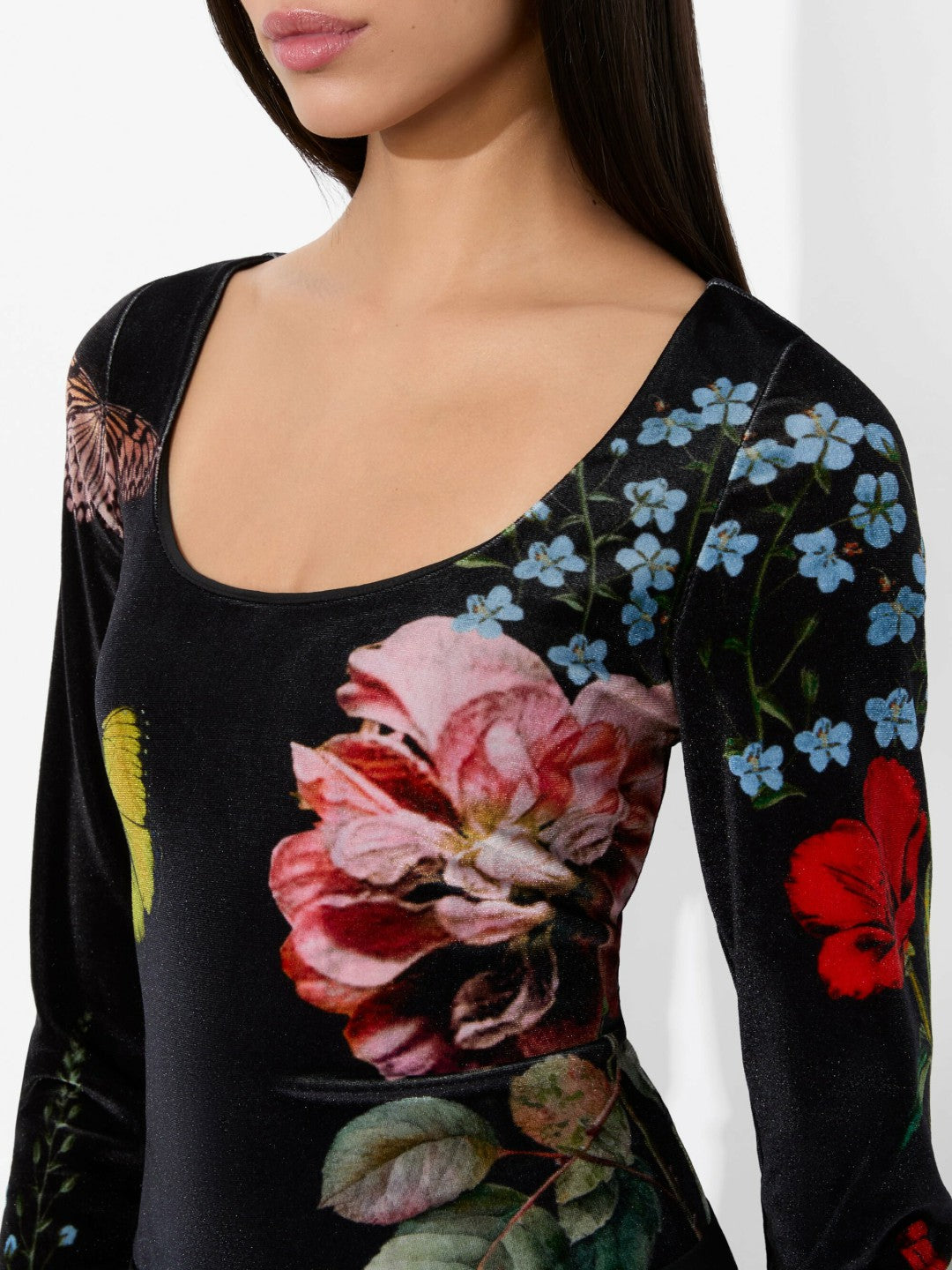 Delaina Velvet Top In In The Wind Floral - Alice + Olivia Women