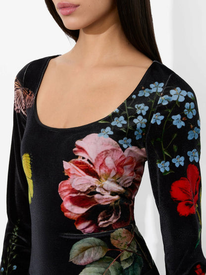 Delaina Velvet Top In In The Wind Floral - Alice + Olivia Women