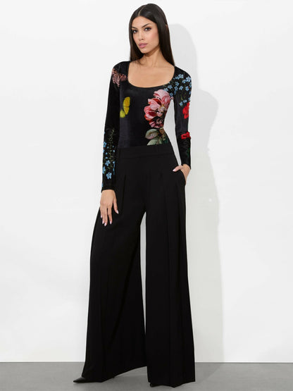 Delaina Velvet Top In In The Wind Floral - Alice + Olivia Women