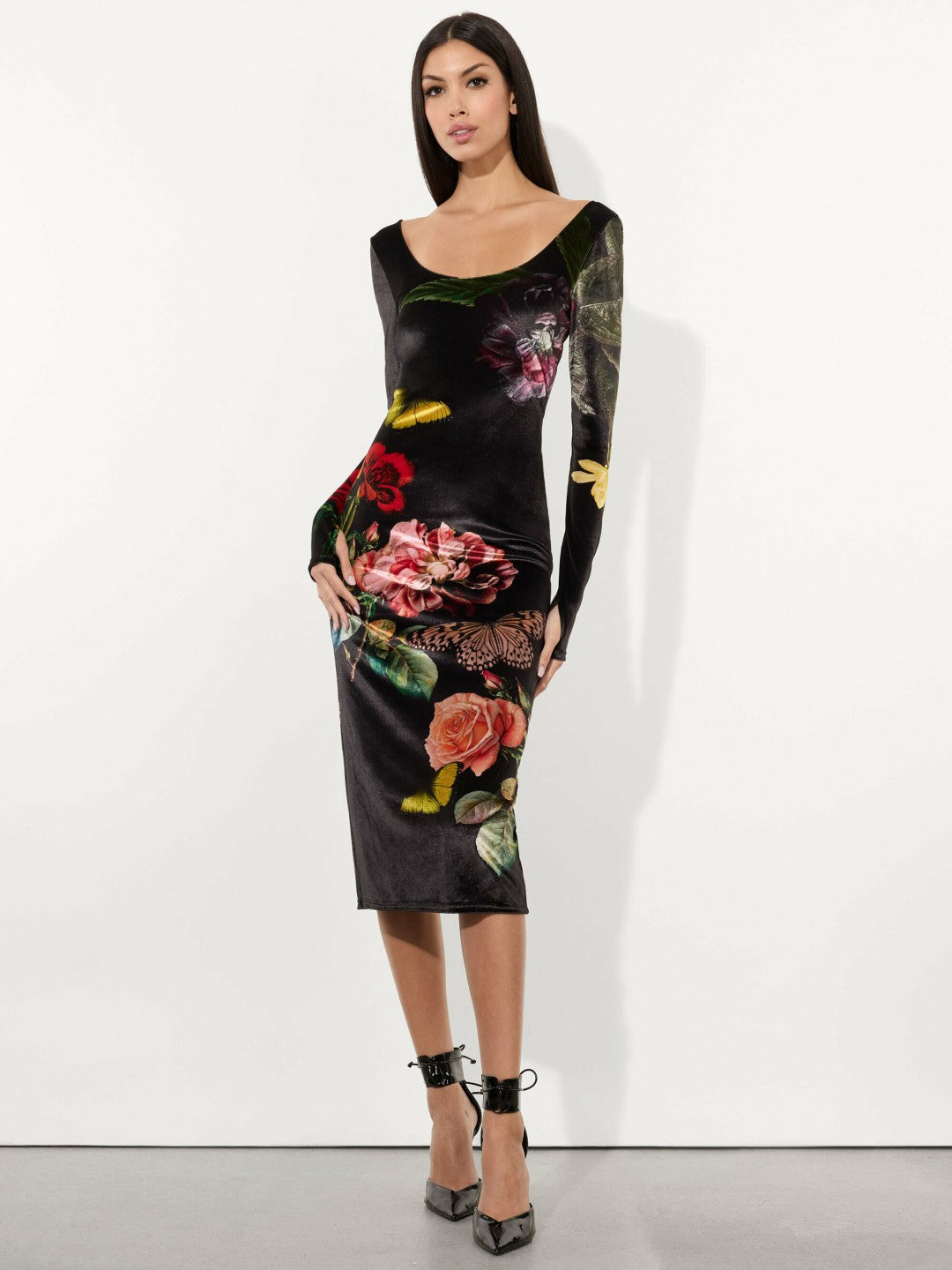 Delora Velvet Midi Dress In In The Wind Floral - Alice + Olivia Women