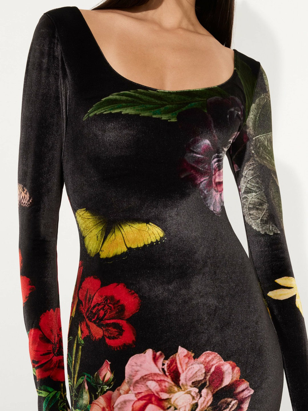 Delora Velvet Midi Dress In In The Wind Floral - Alice + Olivia Women
