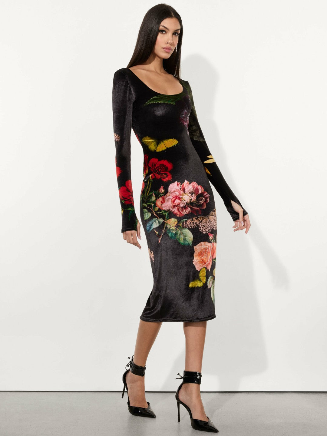 Delora Velvet Midi Dress In In The Wind Floral - Alice + Olivia Women