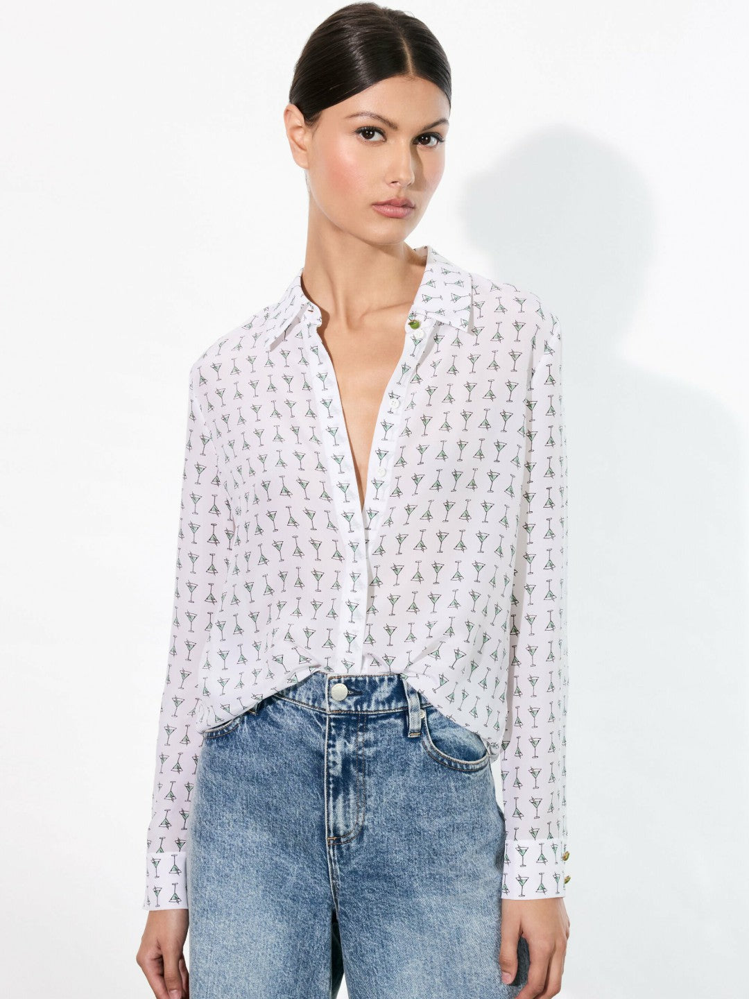 Willa Silk Blouse In Martini Chic Off White - Alice + Olivia Women