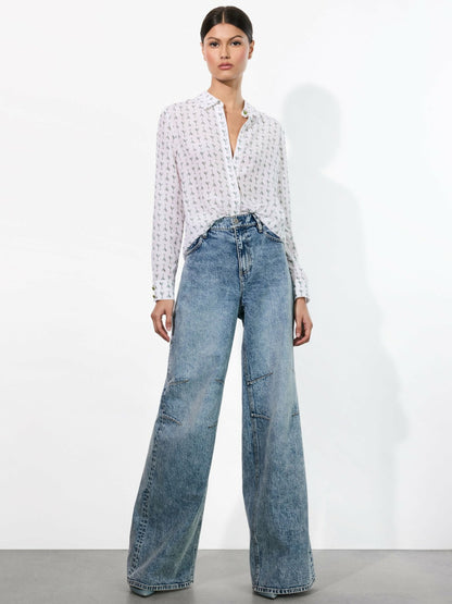 Willa Silk Blouse In Martini Chic Off White - Alice + Olivia Women