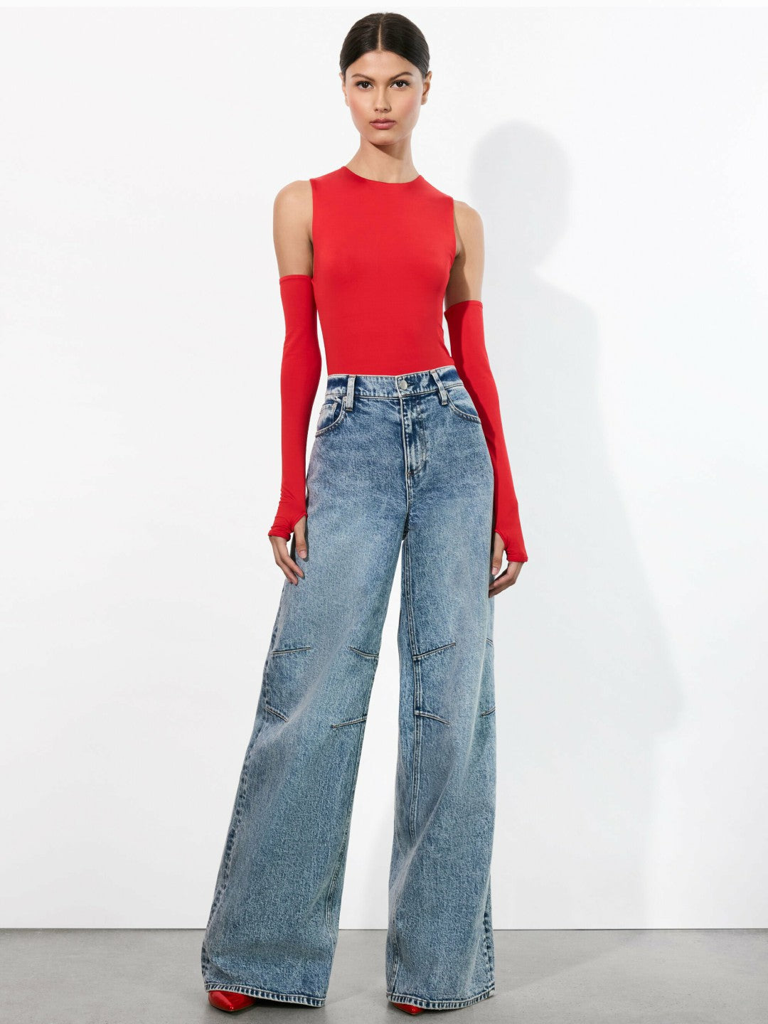 Olea Sculpting Bodysuit In Bright Ruby - Alice + Olivia Women