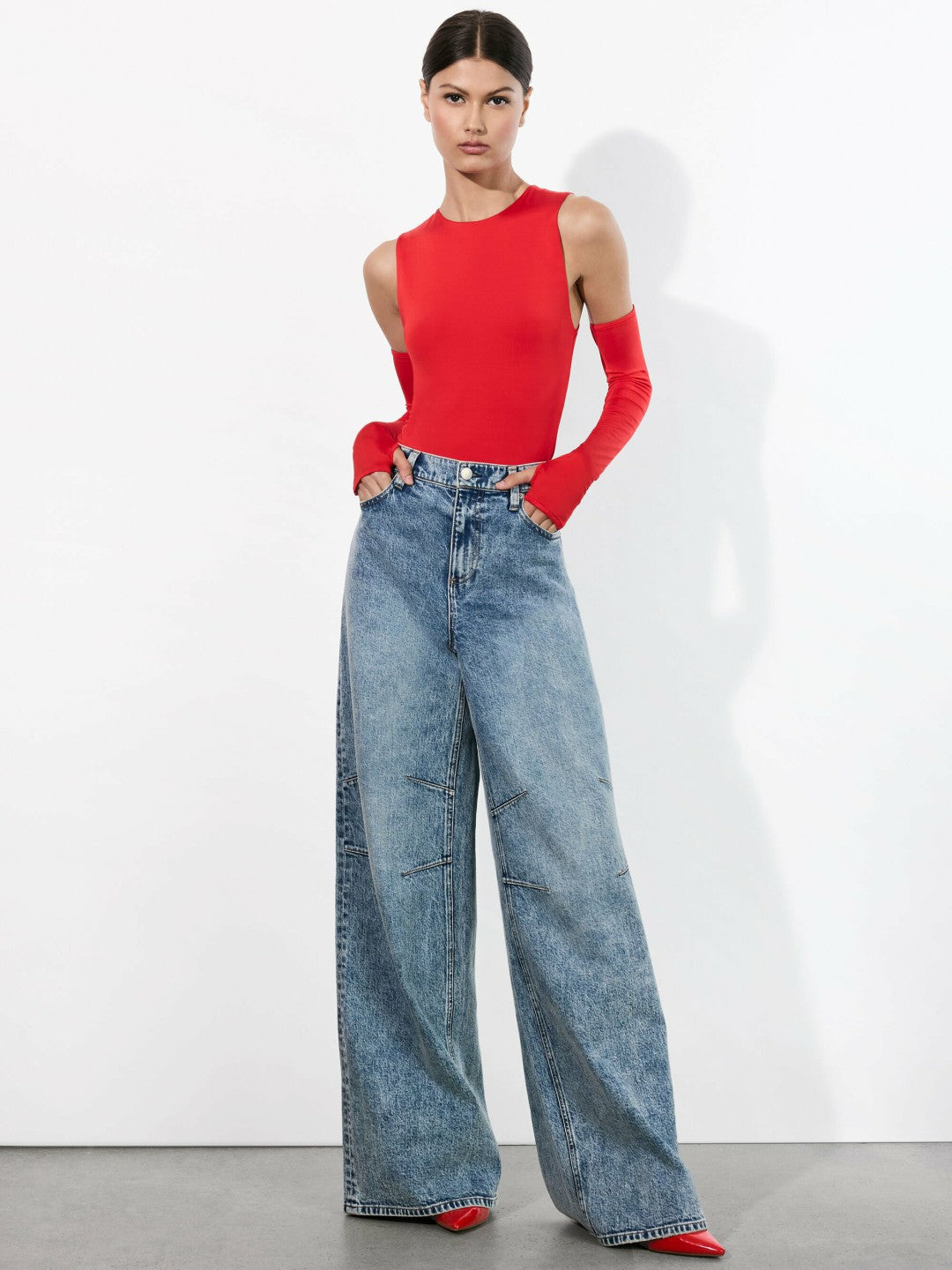 Olea Sculpting Bodysuit In Bright Ruby - Alice + Olivia Women
