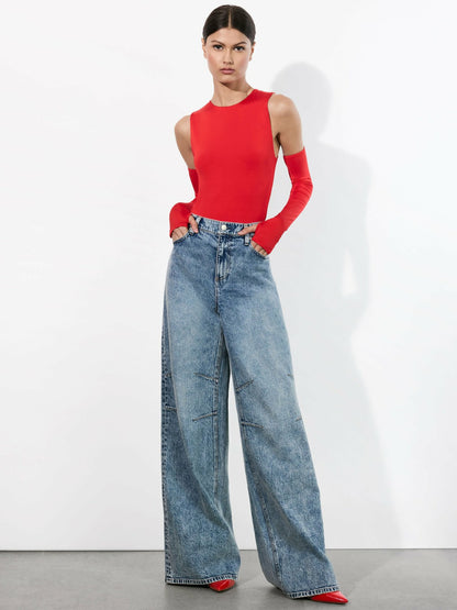 Olea Sculpting Bodysuit In Bright Ruby - Alice + Olivia Women