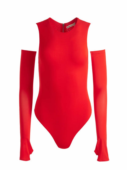 Olea Sculpting Bodysuit In Bright Ruby - Alice + Olivia Women