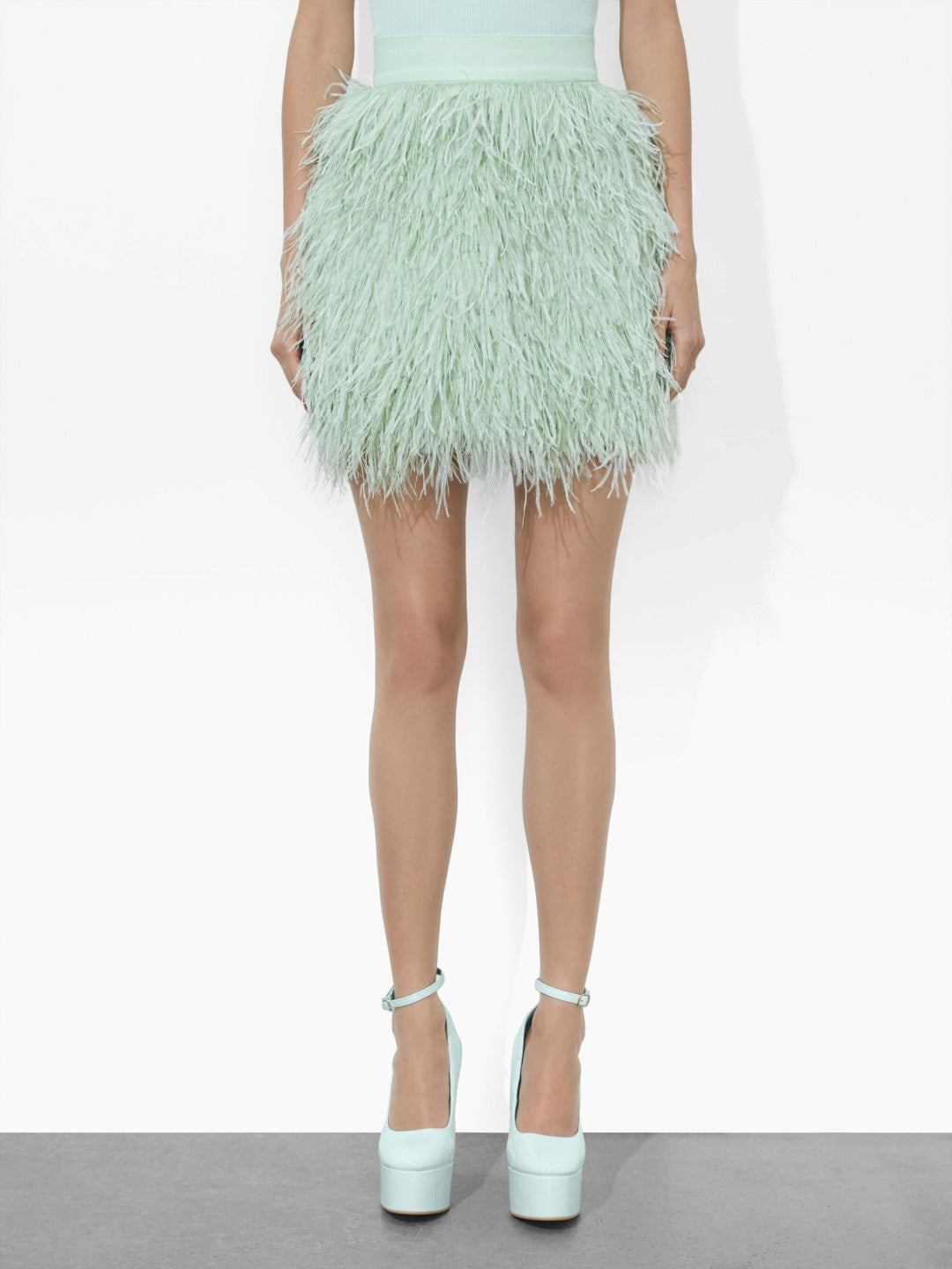 Cina Feather Skirt In Sea Spray - Alice + Olivia Women