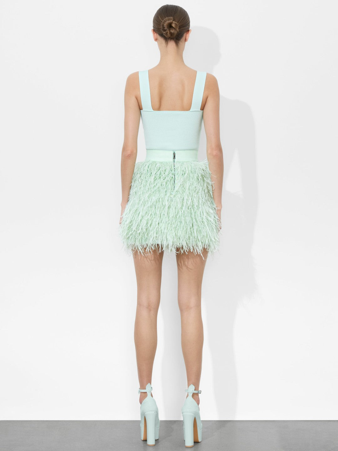 Cina Feather Skirt In Sea Spray - Alice + Olivia Women