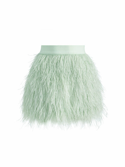 Cina Feather Skirt In Sea Spray - Alice + Olivia Women