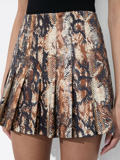 Carter Vegan Mini Skirt In Camel/black Snake - Alice + Olivia Women