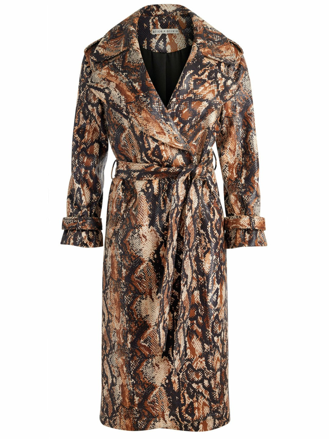 Nevada Vegan Trench In Camel/black Snake - Alice + Olivia Women