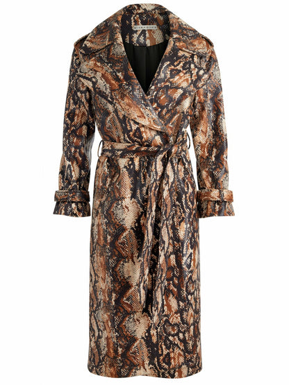 Nevada Vegan Trench In Camel/black Snake - Alice + Olivia Women