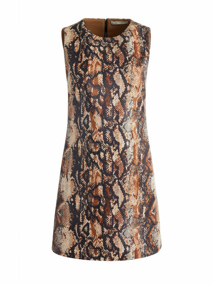 Clyde Vegan Mini Dress In Camel/black Snake - Alice + Olivia Women