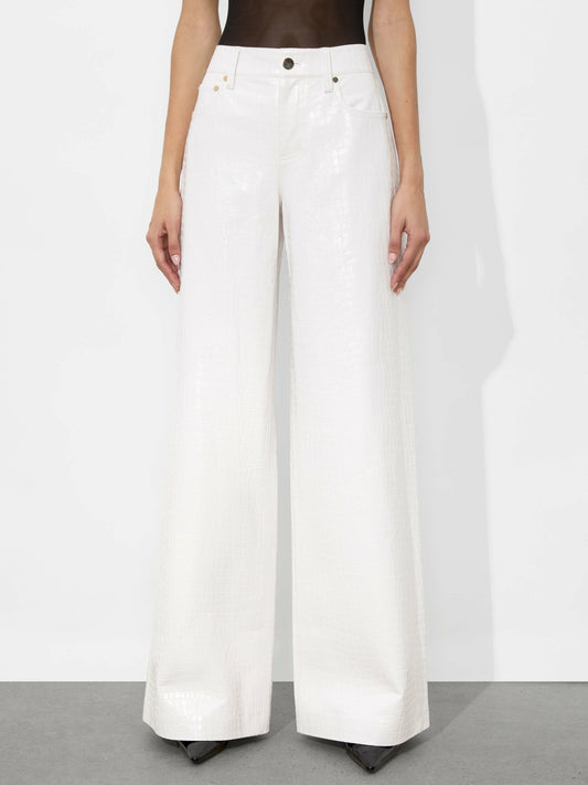 Trish Vegan Croc Pant In Off White - Alice + Olivia Women