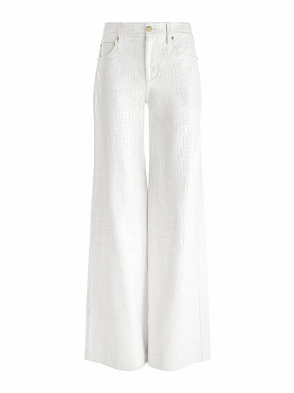 Trish Vegan Croc Pant In Off White - Alice + Olivia Women