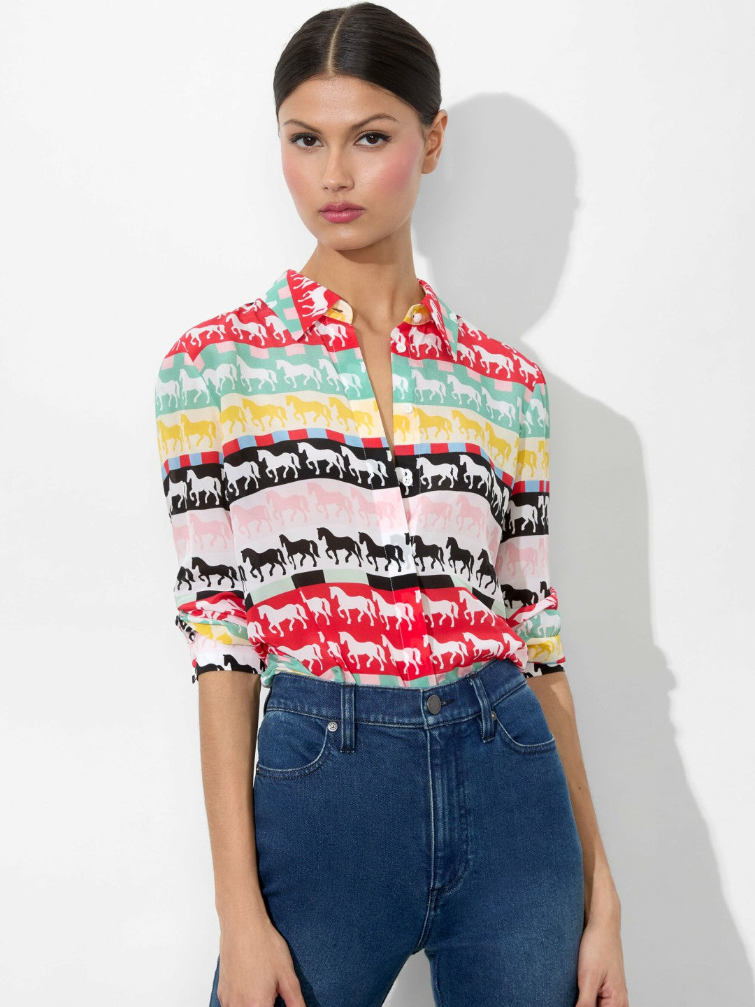 Willa Silk Blouse In Stallion - Alice + Olivia Women