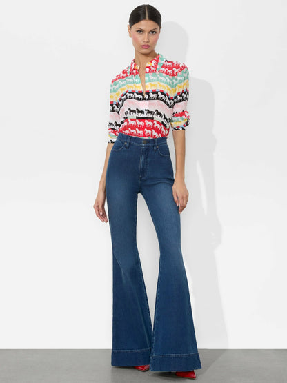 Willa Silk Blouse In Stallion - Alice + Olivia Women