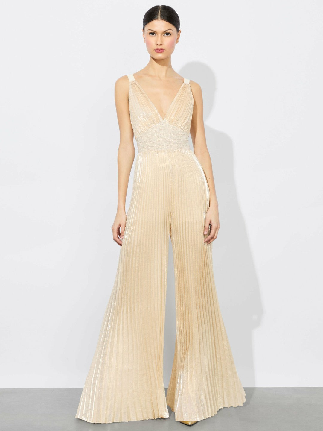 Rosalie Jumpsuit With Cape In Champagne/gold - Alice + Olivia Women