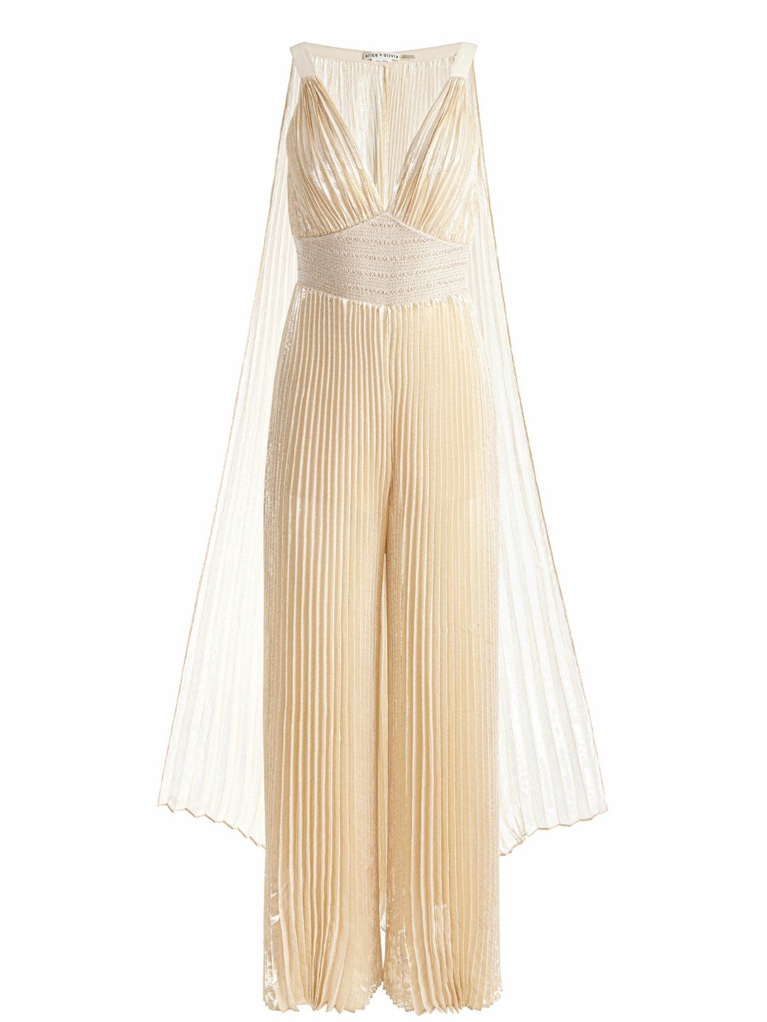 Rosalie Jumpsuit With Cape In Champagne/gold - Alice + Olivia Women