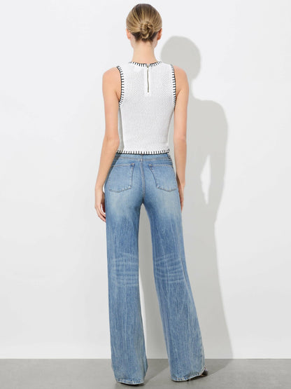 Amity Tank In Soft White/black - Alice + Olivia Women