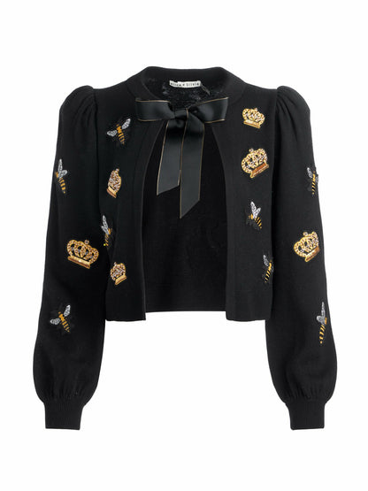 Kitty Bee Cardigan In Black - Alice + Olivia Women