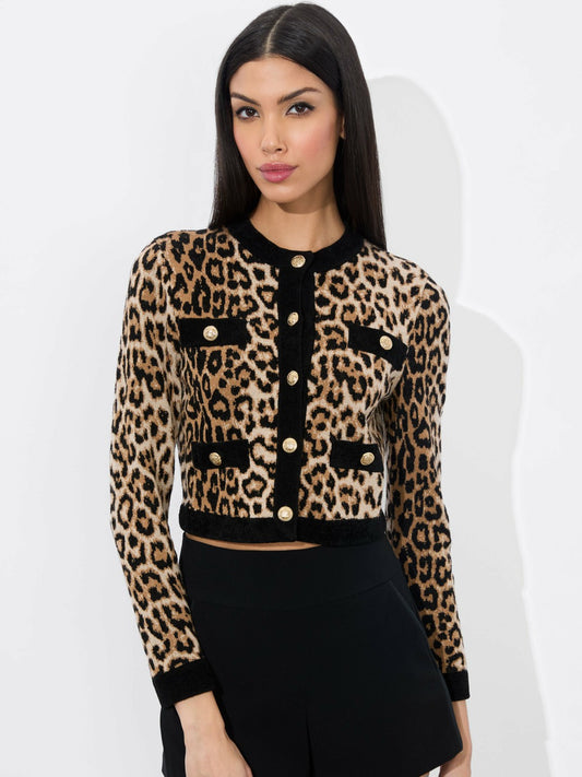 Claira Leopard Cardigan In Catwalk Multi - Alice + Olivia Women