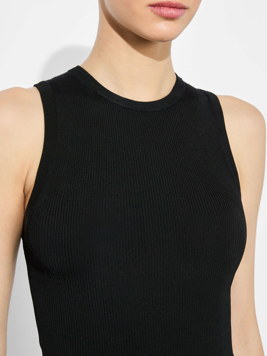 Tonita Ribbed Tank In Black - Alice + Olivia Women