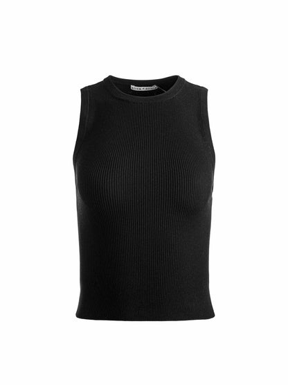 Tonita Ribbed Tank In Black - Alice + Olivia Women