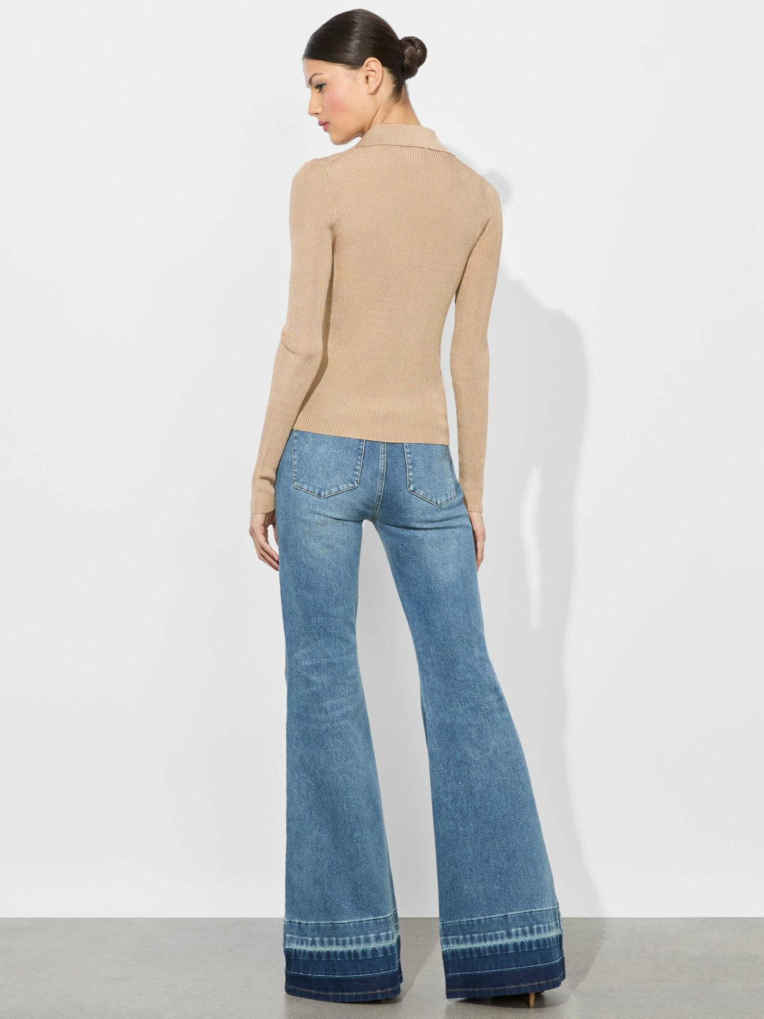 Nealie Ribbed Polo In Tan - Alice + Olivia Women
