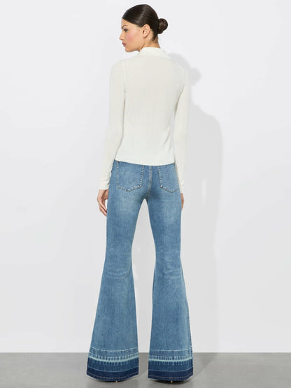 Nealie Ribbed Polo In Soft White - Alice + Olivia Women