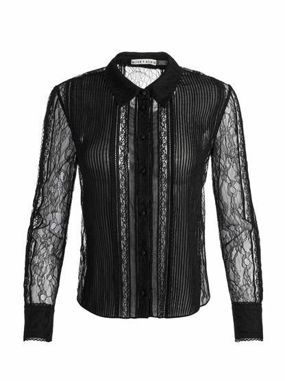 Willa Lace Top In Black - Alice + Olivia Women