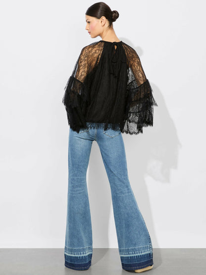 Delia Ruffled Tunic Top In Black - Alice + Olivia Women