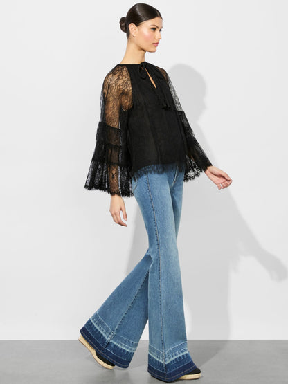 Delia Ruffled Tunic Top In Black - Alice + Olivia Women