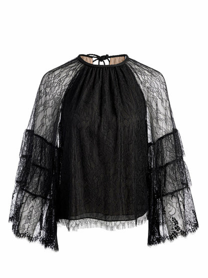 Delia Ruffled Tunic Top In Black - Alice + Olivia Women
