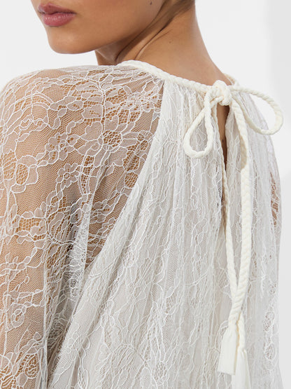 Delia Ruffled Tunic Top In Off White - Alice + Olivia Women